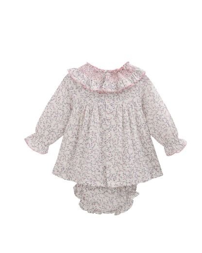Newness · Vestido floral con cuello de volante y lazo - Imagen 2