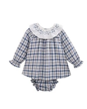 Newness · Vestido de cuadros con cuello bordado