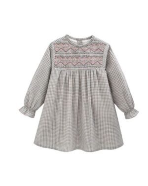 Newness · Vestido de cuadros con canesú bordado