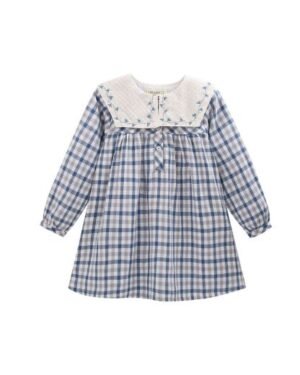 Newness · Vestido de cuadros con cuello bordado