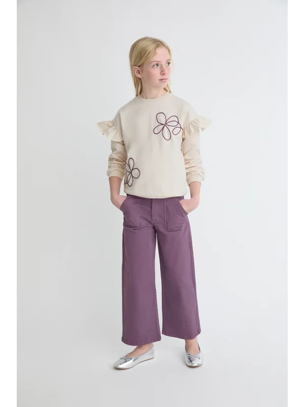 Monkey · Sudadera con dibujo floral y mangas de volante
