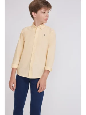 Monkey · Camisa lisa con cuello button down - Amarillo claro
