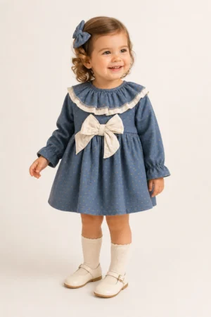 Baby Ferr · Vestido de lunares con lazo - Azul marino