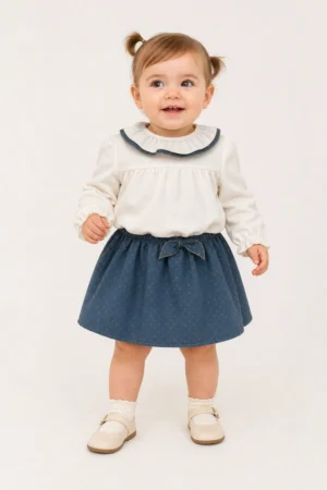Baby Ferr · Conjunto de vestido azul marino con lunares - Azul marino