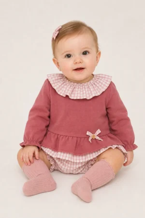 Baby Ferr · Conjunto de blusa rosa y braguita de cuadros vichy - Rosa