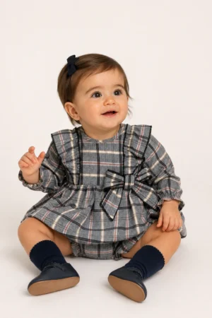 Baby Ferr · Vestido de cuadro inglés con lazo - Azul marino