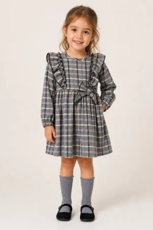 Baby Ferr · Vestido de Cuadro Inglés con Lazo - Azul marino