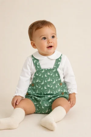 Baby Ferr · Pelele verde claro con estampado de patos - Verde claro