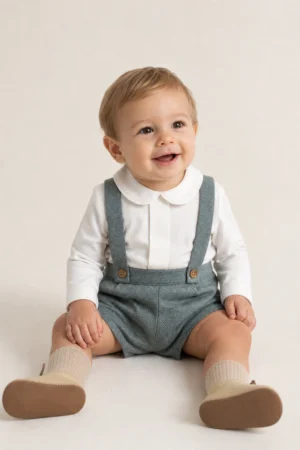 Baby Ferr · Conjunto de bebé con cuello bebé - Celeste
