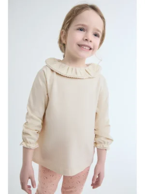 Monkey · Camiseta Cruda con Cuello Volante - Crudo