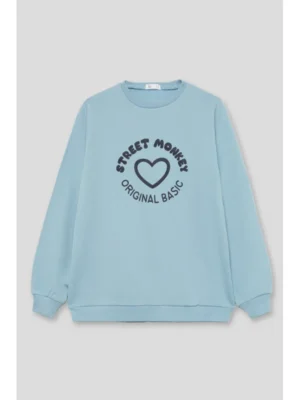 Monkey · Sudadera Corazón Original - Celeste