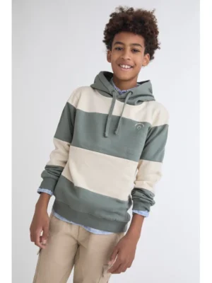 Monkey · Sudadera de Rayas con Capucha - Verde Oscuro
