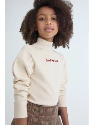 Monkey · Camiseta de Canalé con Bordado - Crudo