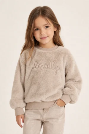 Chicco · Sudadera de pelo beige con mensaje - Beige