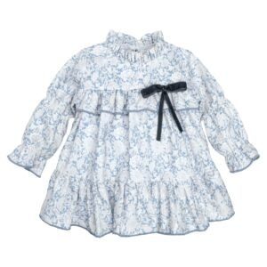 Calamaro · Vestido azul estampado con lazo - Azul