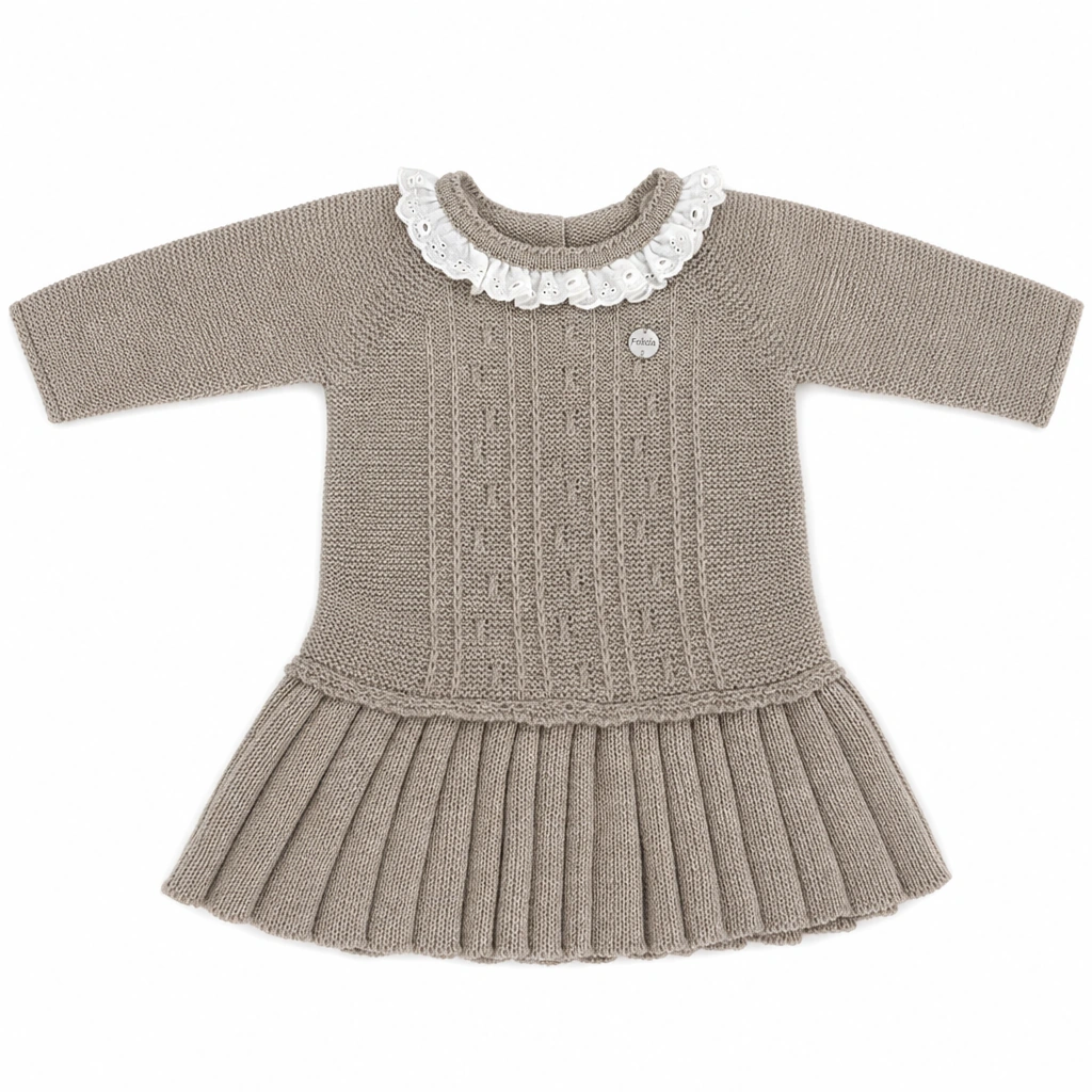 Visi Bebé · Vestido de punto con cuello de volante - Imagen 2