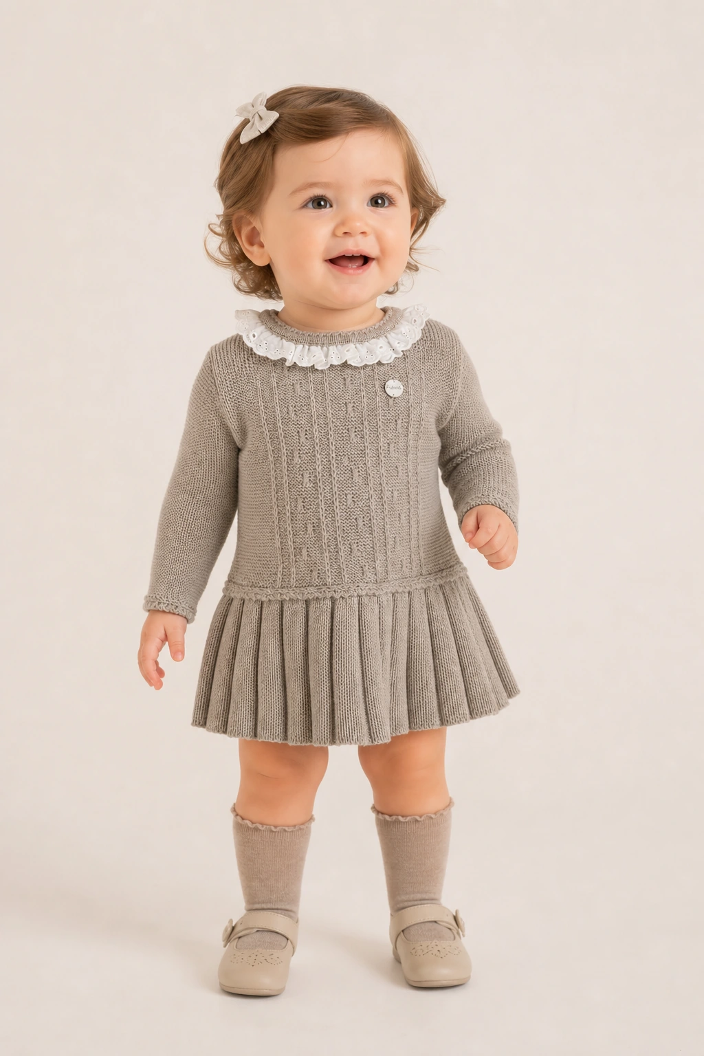 Visi Bebé · Vestido de punto con cuello de volante