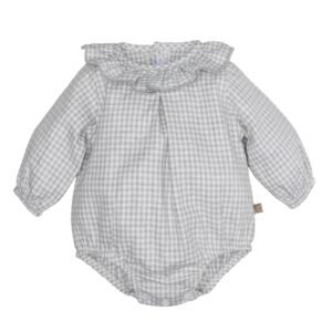 Calamaro · Pelele Foz de cuadros con cuello volante · Gris
