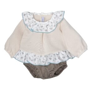Calamaro · Conjunto pololo Borben con volante floral · Beige