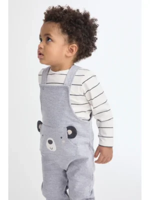 Monkey · Conjunto Bigore con peto de osito · Gris