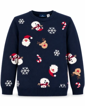 Chicco · Jersey navideño con motivos jacquard · Azul marino