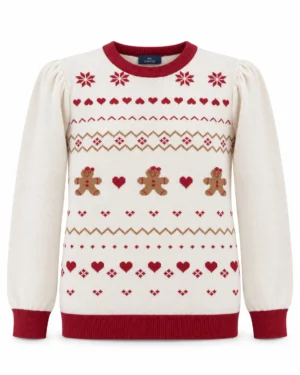Chicco · Jersey navideño Fair Isle con corazones · Blanco