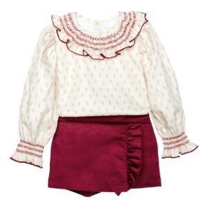 Calamaro · Conjunto con blusa estampada y shorts · Beige