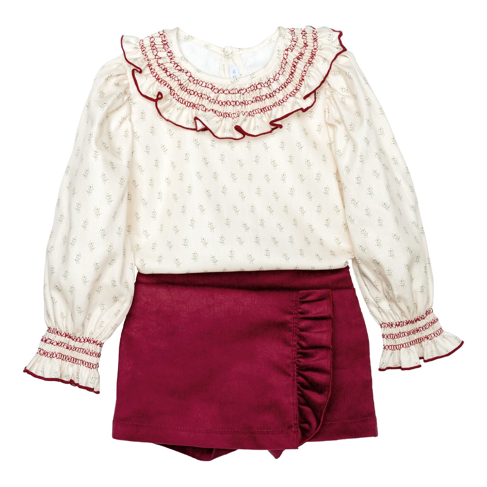 Calamaro · Conjunto con blusa estampada y shorts · Beige