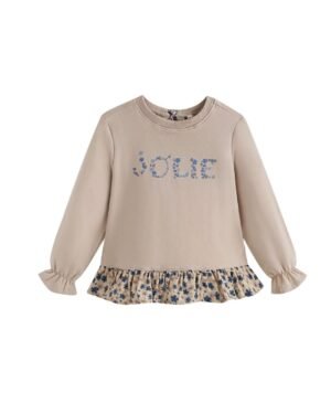 Newness · Sudadera con volante estampado y mensaje · Beige