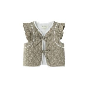 Newness · Chaleco acolchado con volantes y lazos · Camel