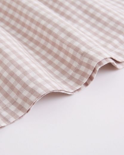 Newness · Vestido de cuadros con fruncido y volantes · Beige