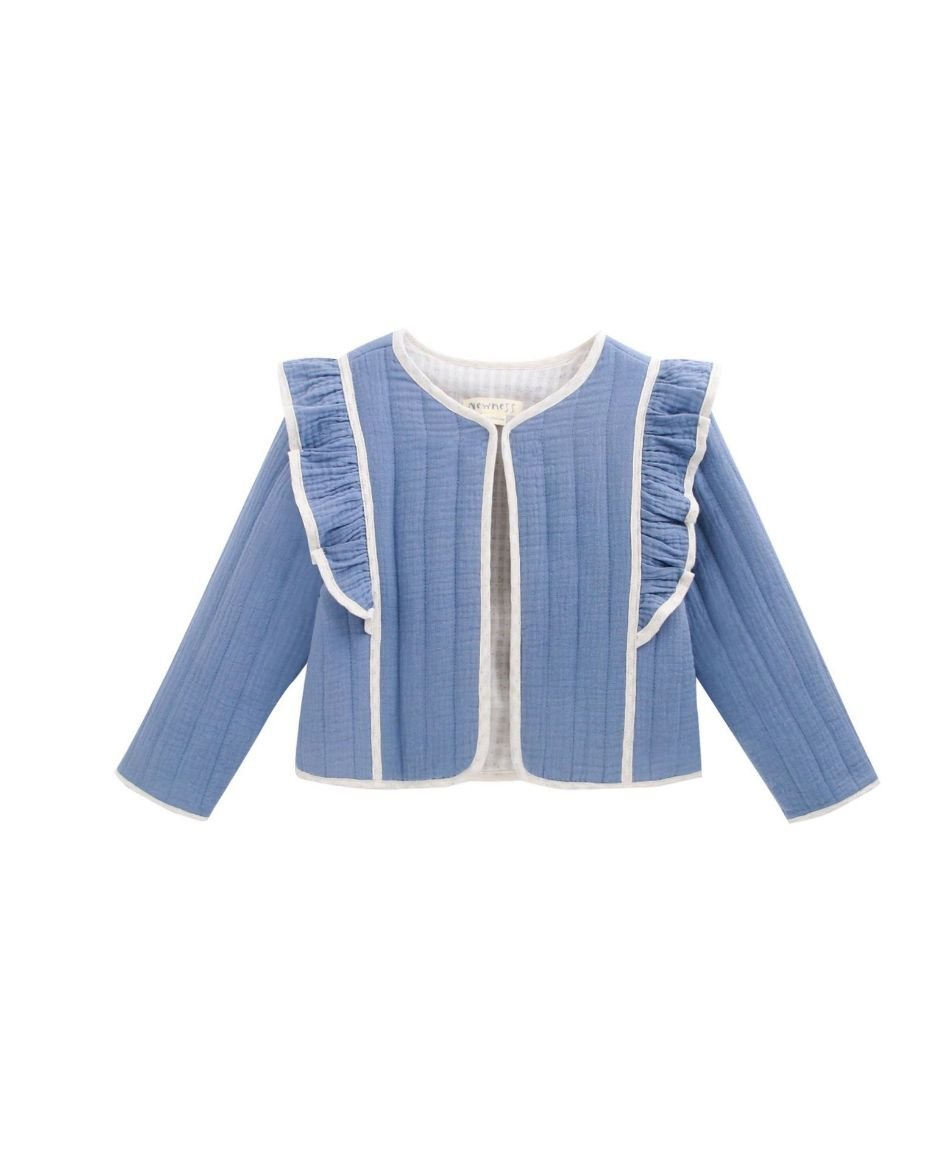 Newness · Abrigo Chaqueta con volantes y ribete en contraste · Azul