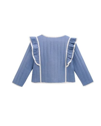 Newness · Abrigo Chaqueta con volantes y ribete en contraste · Azul