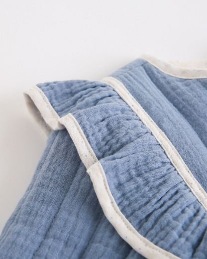 Newness · Abrigo Chaqueta con volantes y ribete en contraste · Azul