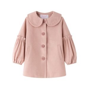 Newness · Abrigo con cuello bebé y mangas fruncidas · Rosa