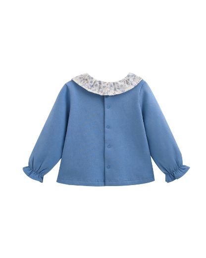 Newness · Conjunto con cuello estampado y lazos · Azul