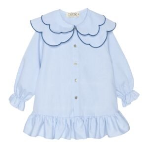 Calamaro · Vestido con cuello de volantes y botones · Azul