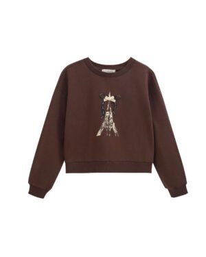 Newness · Sudadera con ilustración de bailarina · Marrón
