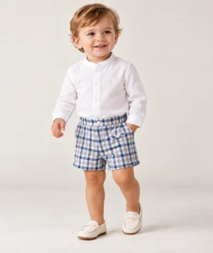 Newness · Conjunto de camisa lisa y pantalón de cuadros · Azul
