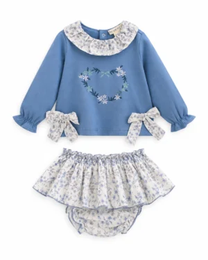 Newness · Conjunto sudadera y cubrepañal con cuello estampado y lazos